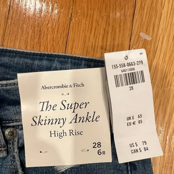 NWT! Abercrombie & Firch the super skinny ankle jean 28/6R - Picture 4 of 4
